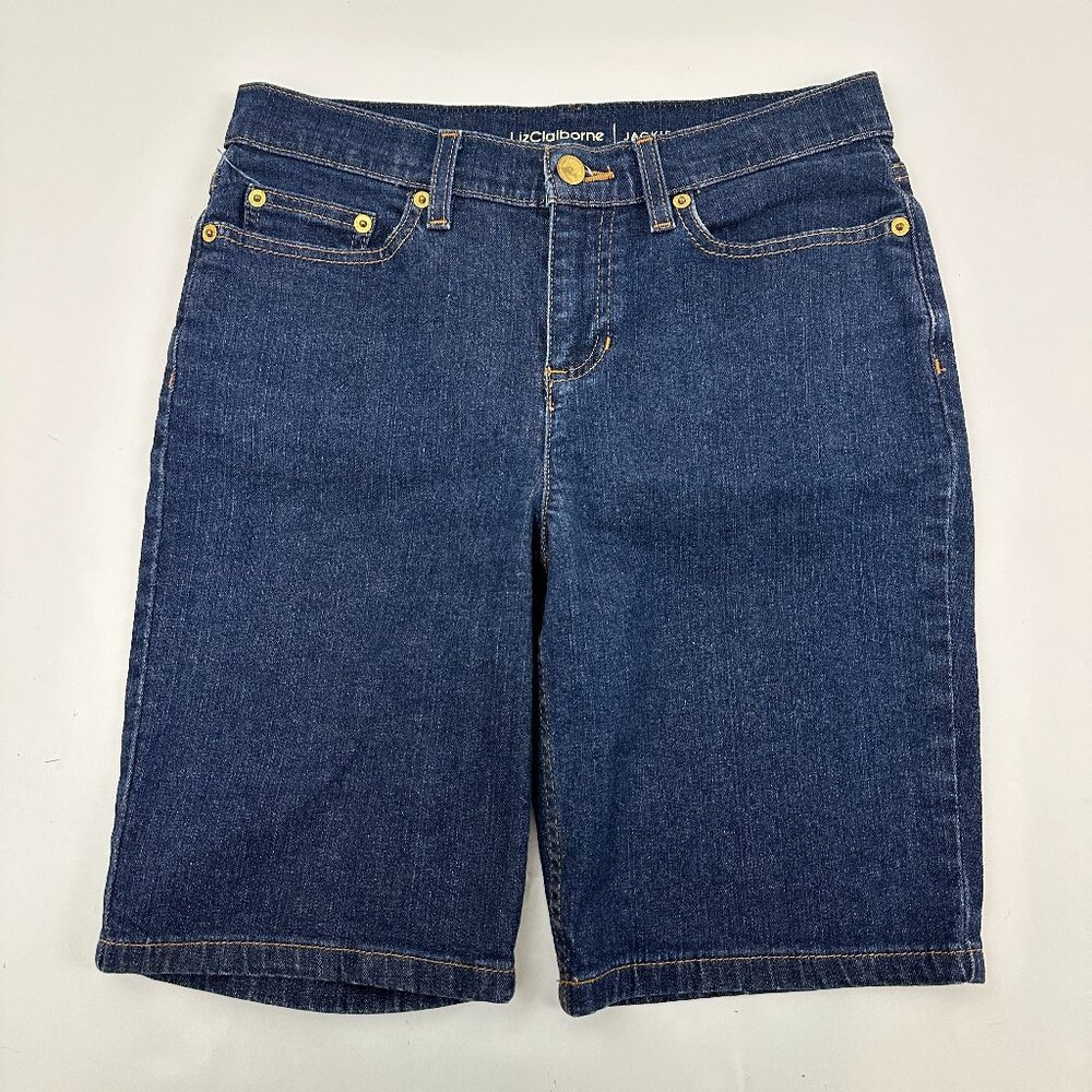 Liz Claiborne Bermuda Shorts Women 6P Blue Dark Wash Jackie Denim Jean